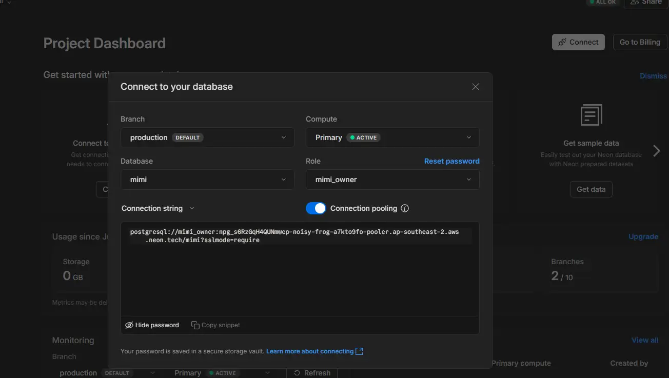 Neon数据库连接信息